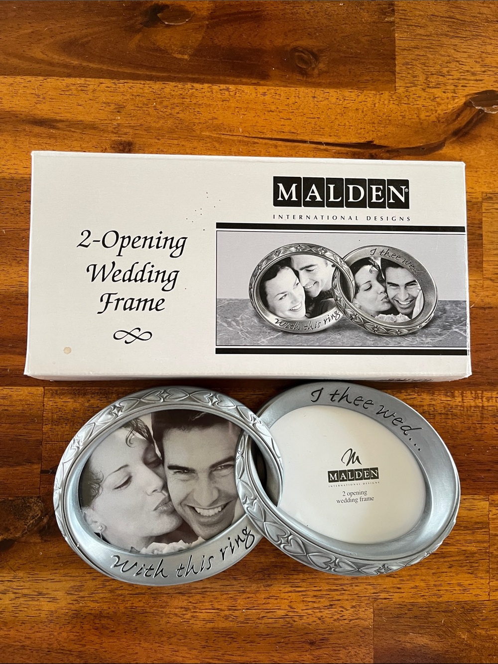 MALDEN 2 Opening Pewter Wedding Picture Frame - With This Ring, I Thee Wed NIB